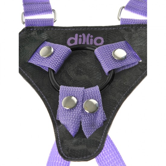 Dillio Strap On Suspender Harness With Silicone 7 Inch Purple Do Dillio Strap On Suspender Harness With Silicone 7 Inch Purple Do
