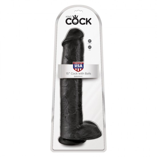 King Cock 15 Inch Cock with Balls Black King Cock 15 Inch Cock with Balls Black