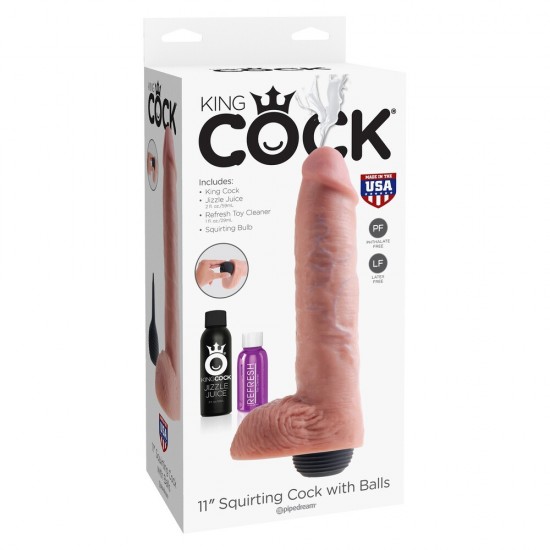 King Cock 11 Inch Squirting Cock With Balls Flesh King Cock 11 Inch Squirting Cock With Balls Flesh