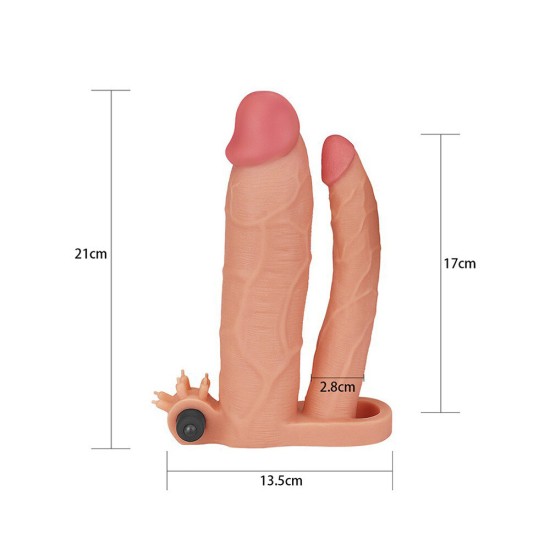 Lovetoy 3 Inch Vibrating Double Extender Flesh Pink Lovetoy 3 Inch Vibrating Double Extender Flesh Pink