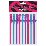Lovetoy Pack Of 9 Willy Straws Blue Pink And Purple Lovetoy Pack Of 9 Willy Straws Blue Pink And Purple
