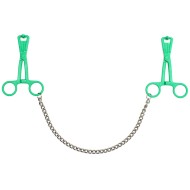 Green Scissor Nipple Clamps With Metal Chain Green Scissor Nipple Clamps With Metal Chain
