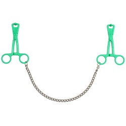 Green Scissor Nipple Clamps With Metal Chain Green Scissor Nipple Clamps With Metal Chain