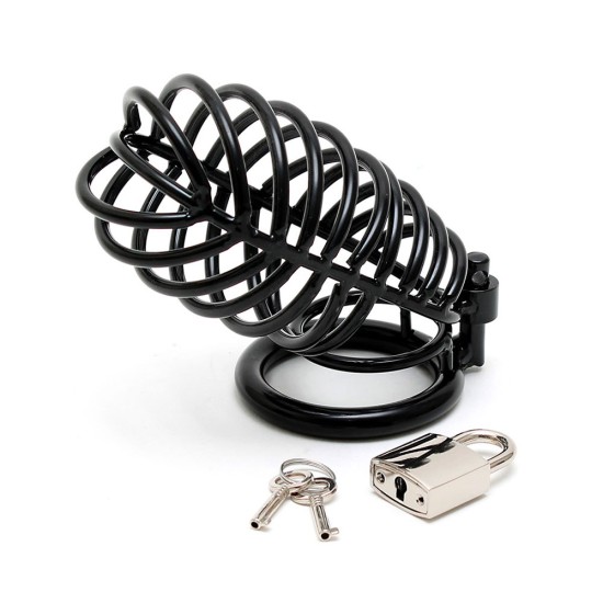 Black Metal Male Chastity Device With Padlock Black Metal Male Chastity Device With Padlock