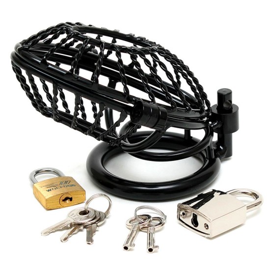 Opening Metal Male Chastity Device With 2 Padlocks Opening Metal Male Chastity Device With 2 Padlocks