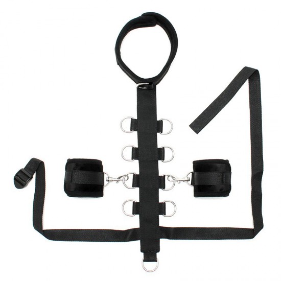 Black Padded Collar With Restraint Line And Cuffs Black Padded Collar With Restraint Line And Cuffs