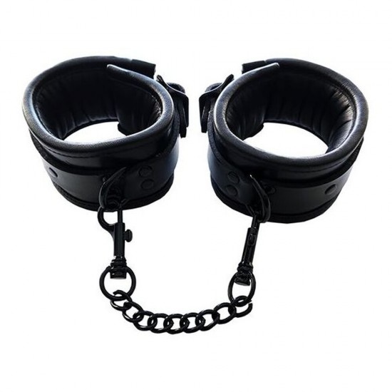 Rouge Padded Leather Ankle Cuffs Black Rouge Padded Leather Ankle Cuffs Black