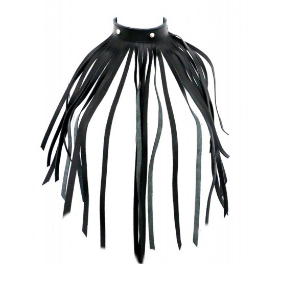 The Red Leather Fringe Necklace Collar The Red Leather Fringe Necklace Collar