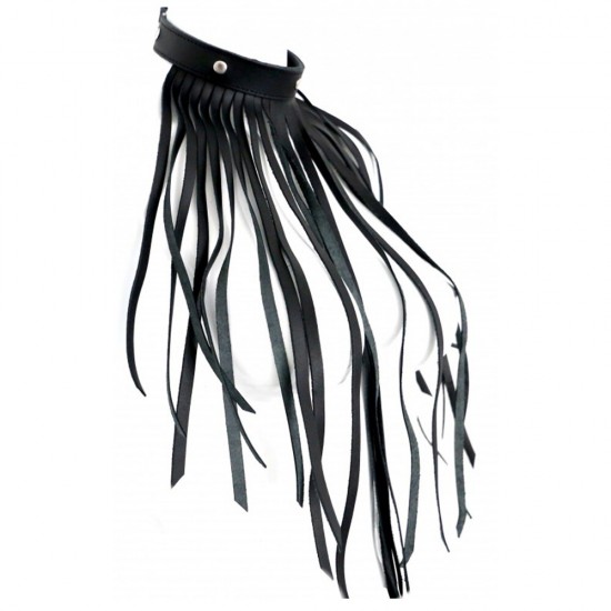 The Red Leather Fringe Necklace Collar The Red Leather Fringe Necklace Collar