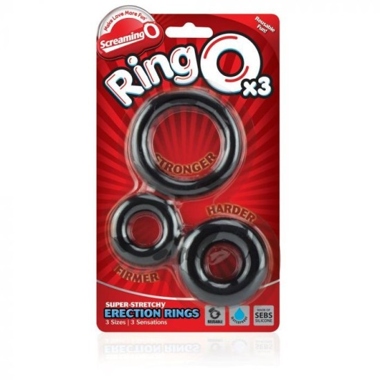 Screaming O RingO x3 Cock Rings Black Screaming O RingO x3 Cock Rings Black