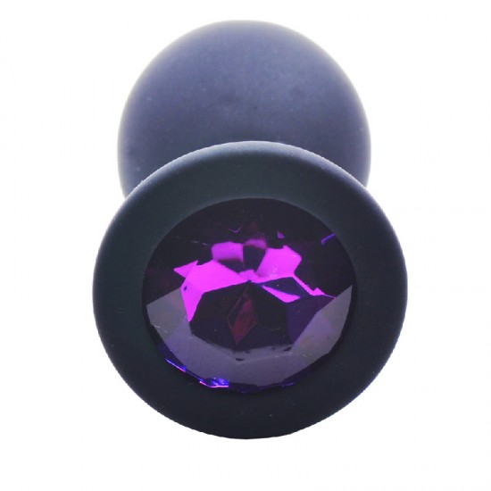 Medium Black Jewelled Silicone Butt Plug Medium Black Jewelled Silicone Butt Plug