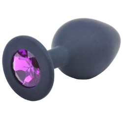 Medium Black Jewelled Silicone Butt Plug Medium Black Jewelled Silicone Butt Plug