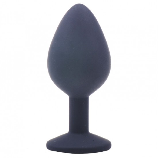 Medium Black Jewelled Silicone Butt Plug Medium Black Jewelled Silicone Butt Plug