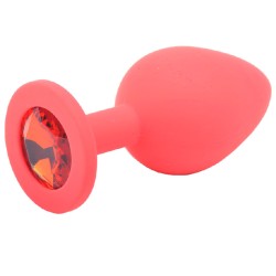Medium Red Jewelled Silicone Butt Plug Medium Red Jewelled Silicone Butt Plug