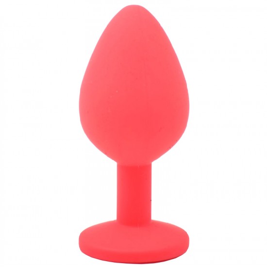 Medium Red Jewelled Silicone Butt Plug Medium Red Jewelled Silicone Butt Plug