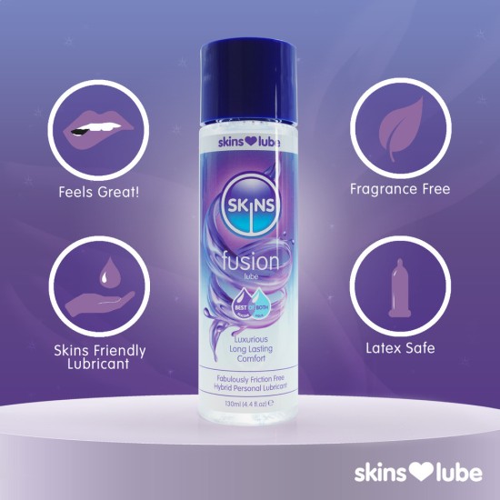 Skins Fusion Hybrid Silicone And Waterbased Lubricant 130ml Skins Fusion Hybrid Silicone And Waterbased Lubricant 130ml