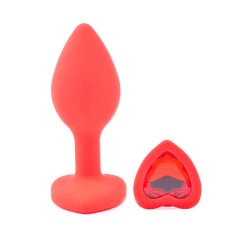 Small Heart Shaped Diamond Base Red Butt Plug Small Heart Shaped Diamond Base Red Butt Plug