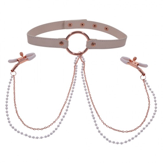 Sex and Mischief Collar with Nipple Clamps Sex and Mischief Collar with Nipple Clamps