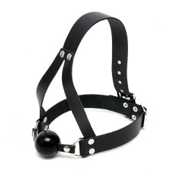 Leather Ball Gag And Head Harness Leather Ball Gag And Head Harness