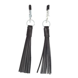 Nipple Clamps With Black Leather Tassels Nipple Clamps With Black Leather Tassels