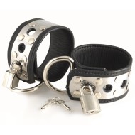 Leather Wrist Cuffs With Metal And Padlocks Leather Wrist Cuffs With Metal And Padlocks