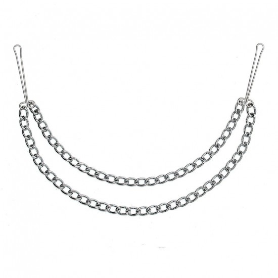 Silver Nipple Clamps With Double Chain