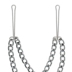 Silver Nipple Clamps With Double Chain Silver Nipple Clamps With Double Chain